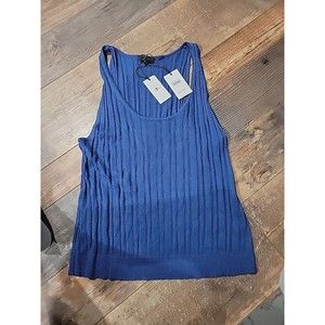 7 For All Mankind V-Neck Ribbed Sleeveless Tank Women’s XL NEW WITH TAGS Blue B1
